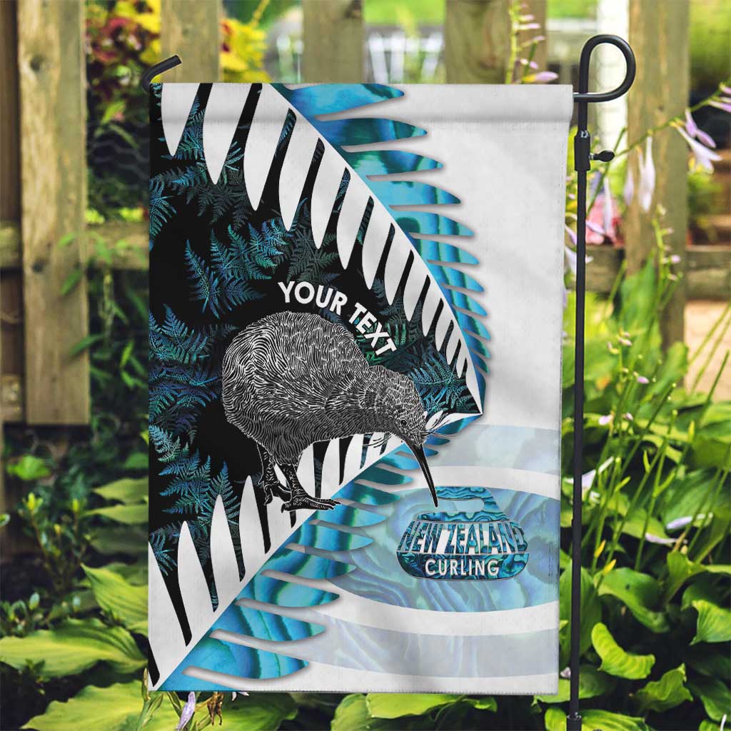 New Zealand Silver Fern Curling Personalised Garden Flag Aotearoa Kiwi Ponga Paua Shell Version - Polynesian Pride