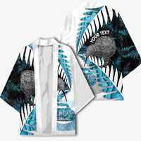 New Zealand Silver Fern Curling Personalised Kimono Aotearoa Kiwi Ponga Paua Shell Version - Polynesian Pride