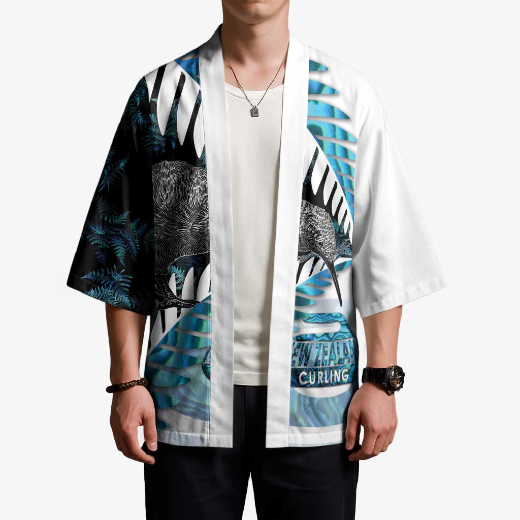 New Zealand Silver Fern Curling Personalised Kimono Aotearoa Kiwi Ponga Paua Shell Version - Polynesian Pride