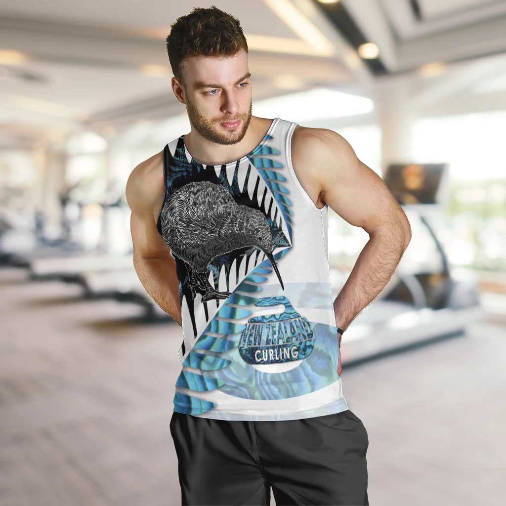 New Zealand Silver Fern Curling Personalised Men Tank Top Aotearoa Kiwi Ponga Paua Shell Version - Polynesian Pride