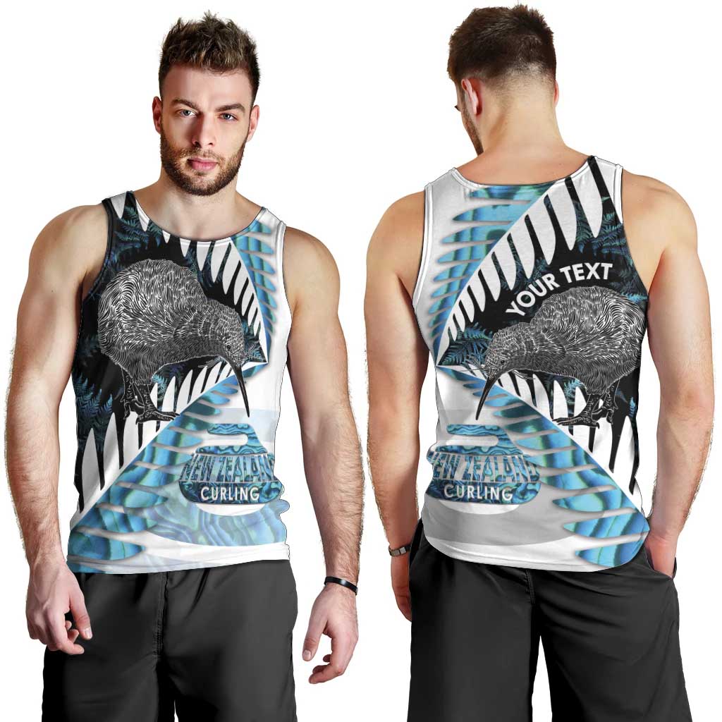 New Zealand Silver Fern Curling Personalised Men Tank Top Aotearoa Kiwi Ponga Paua Shell Version - Polynesian Pride