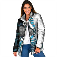 New Zealand Silver Fern Curling Personalised Padded Jacket Aotearoa Kiwi Ponga Paua Shell Version - Polynesian Pride