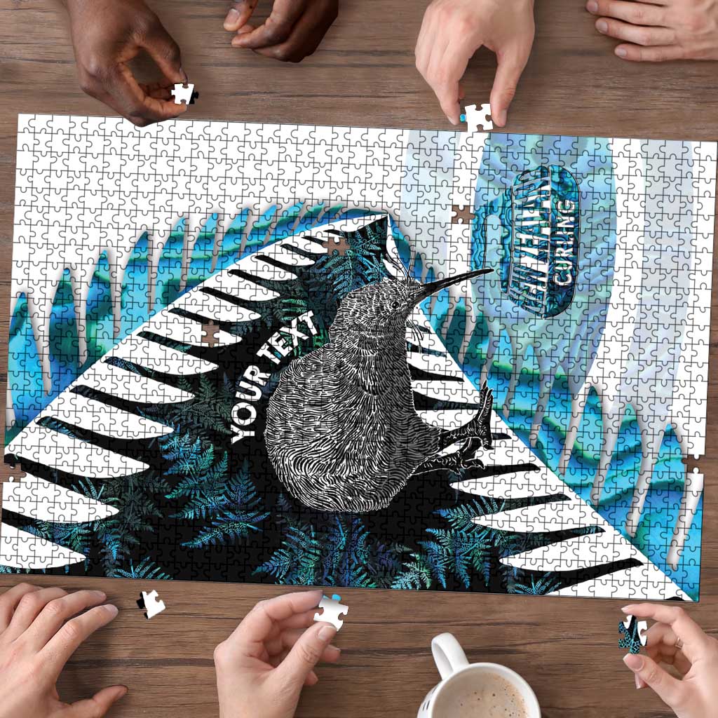 New Zealand Silver Fern Curling Personalised Puzzle Aotearoa Kiwi Ponga Paua Shell Version - Polynesian Pride