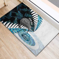 New Zealand Silver Fern Curling Personalised Rubber Doormat Aotearoa Kiwi Ponga Paua Shell Version - Polynesian Pride