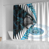New Zealand Silver Fern Curling Personalised Shower Curtain Aotearoa Kiwi Ponga Paua Shell Version - Polynesian Pride