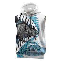 New Zealand Silver Fern Curling Personalised Sleeveless Hoodie Aotearoa Kiwi Ponga Paua Shell Version - Polynesian Pride