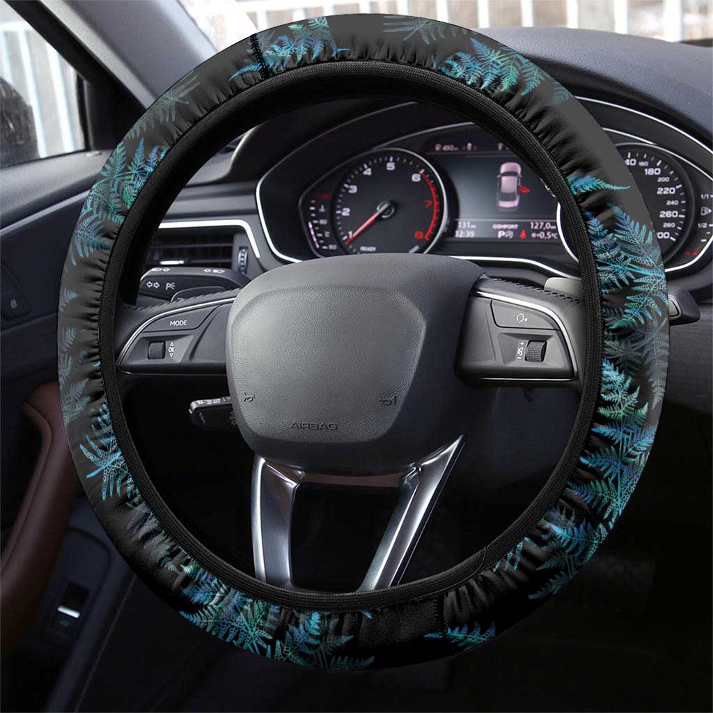New Zealand Silver Fern Curling Steering Wheel Cover Aotearoa Kiwi Ponga Paua Shell Version - Polynesian Pride