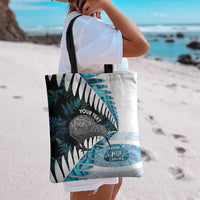 New Zealand Silver Fern Curling Personalised Tote Bag Aotearoa Kiwi Ponga Paua Shell Version - Polynesian Pride