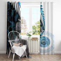 New Zealand Silver Fern Curling Personalised Window Curtain Aotearoa Kiwi Ponga Paua Shell Version - Polynesian Pride