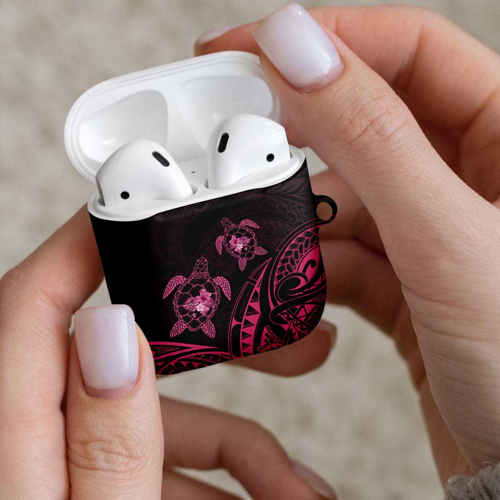 Pink Black Polynesia Floral Sea Turtle AirPods Case - Polynesian Pride