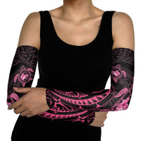 Pink Black Polynesia Floral Sea Turtle Arm Sleeves - Polynesian Pride