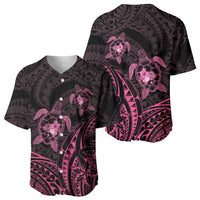Pink Black Polynesia Floral Sea Turtle Baseball Jersey - Polynesian Pride