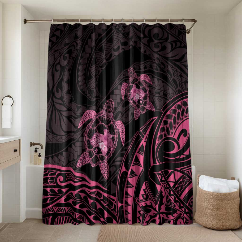 Pink Black Polynesia Floral Sea Turtle Bathroom Set - Polynesian Pride