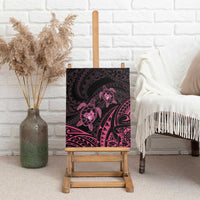 Pink Black Polynesia Floral Sea Turtle Canvas Wall Art - Polynesian Pride