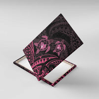 Pink Black Polynesia Floral Sea Turtle Canvas Wall Art - Polynesian Pride