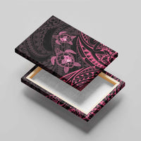 Pink Black Polynesia Floral Sea Turtle Canvas Wall Art - Polynesian Pride