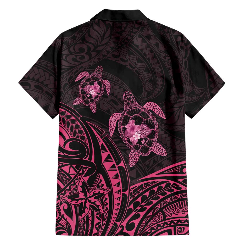 Pink Black Polynesia Floral Sea Turtle Family Matching Mermaid Dress and Hawaiian Shirt - Polynesian Pride