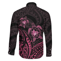 Pink Black Polynesia Floral Sea Turtle Family Matching Short Sleeve Bodycon Dress and Hawaiian Shirt LT14 - Polynesian Pride