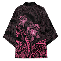 Pink Black Polynesia Floral Sea Turtle Kimono - Polynesian Pride