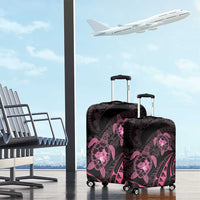 Pink Black Polynesia Floral Sea Turtle Luggage Cover - Polynesian Pride