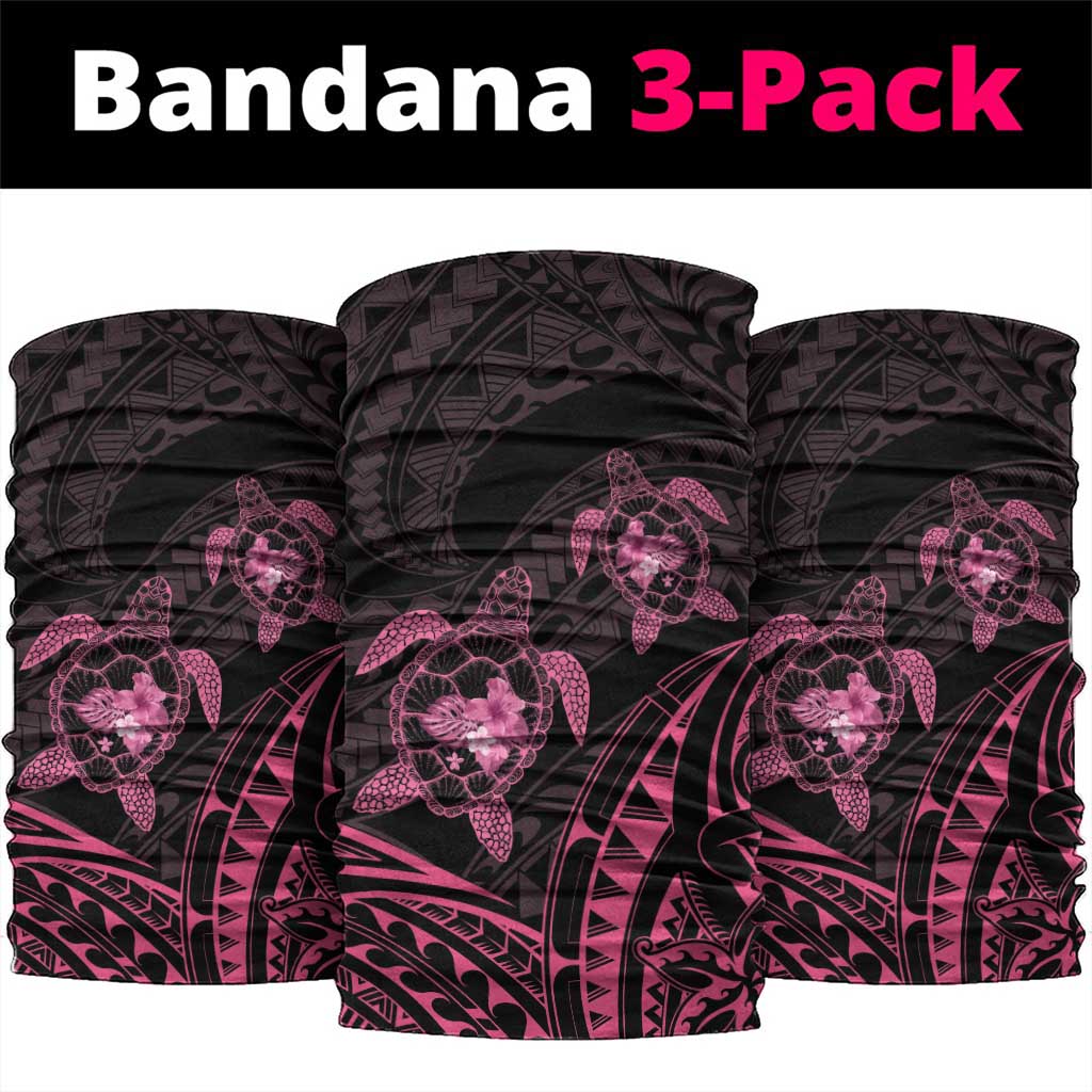 Pink Black Polynesia Floral Sea Turtle Neck Gaiter - Polynesian Pride