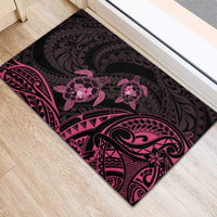Pink Black Polynesia Floral Sea Turtle Rubber Doormat - Polynesian Pride