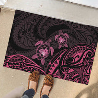 Pink Black Polynesia Floral Sea Turtle Rubber Doormat - Polynesian Pride