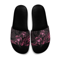 Pink Black Polynesia Floral Sea Turtle Slide Sandals - Polynesian Pride