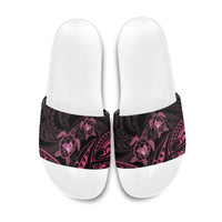 Pink Black Polynesia Floral Sea Turtle Slide Sandals - Polynesian Pride
