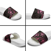 Pink Black Polynesia Floral Sea Turtle Slide Sandals - Polynesian Pride