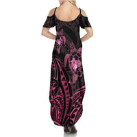 Pink Black Polynesia Floral Sea Turtle Summer Maxi Dress - Polynesian Pride