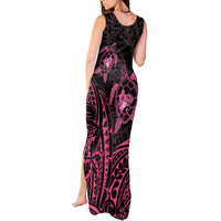 Pink Black Polynesia Floral Sea Turtle Tank Maxi Dress - Polynesian Pride