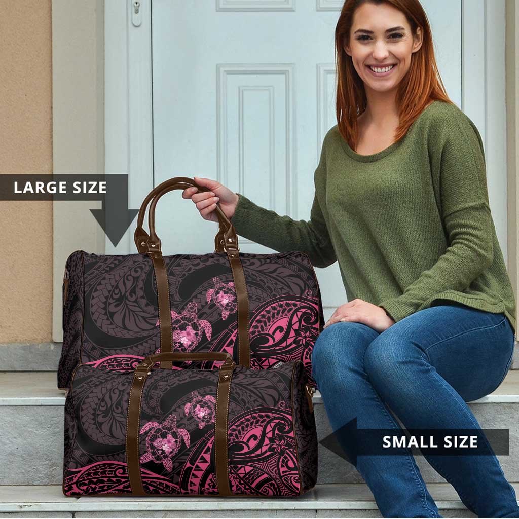 Pink Black Polynesia Floral Sea Turtle Travel Bag - Polynesian Pride