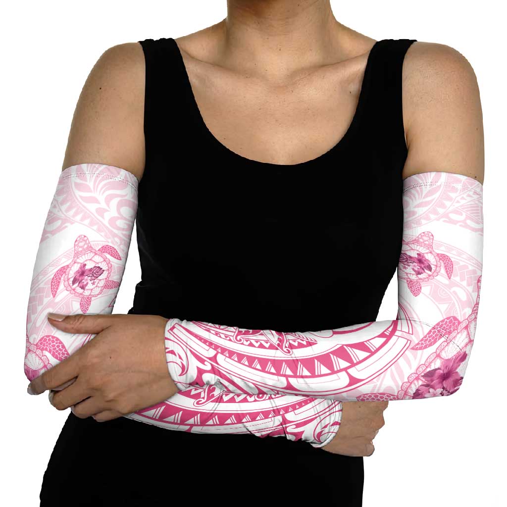 Pink White Polynesia Floral Sea Turtle Arm Sleeves - Polynesian Pride
