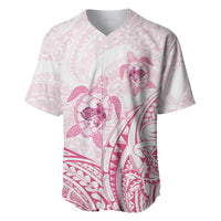 Pink White Polynesia Floral Sea Turtle Baseball Jersey - Polynesian Pride