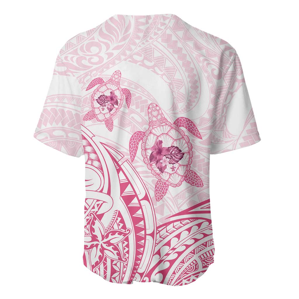 Pink White Polynesia Floral Sea Turtle Baseball Jersey - Polynesian Pride