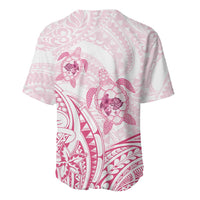 Pink White Polynesia Floral Sea Turtle Baseball Jersey - Polynesian Pride