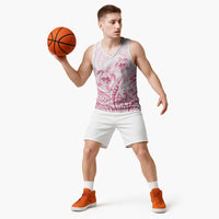 Pink White Polynesia Floral Sea Turtle Basketball Jersey - Polynesian Pride