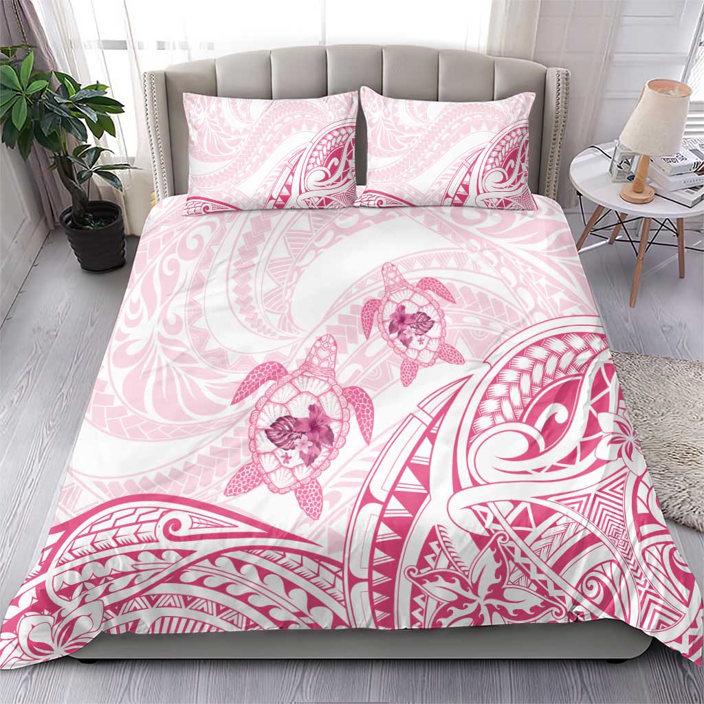 Pink White Polynesia Floral Sea Turtle Bedding Set - Polynesian Pride