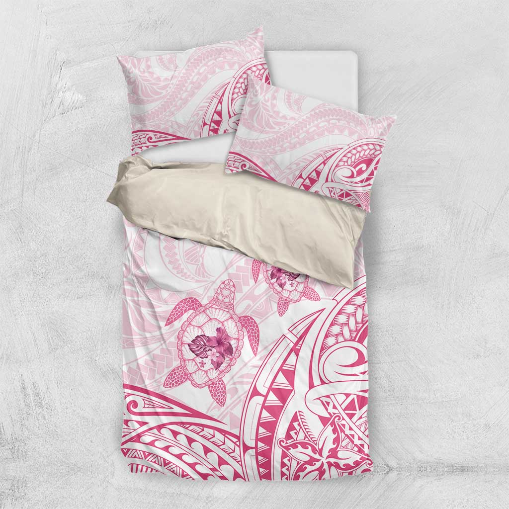 Pink White Polynesia Floral Sea Turtle Bedding Set - Polynesian Pride
