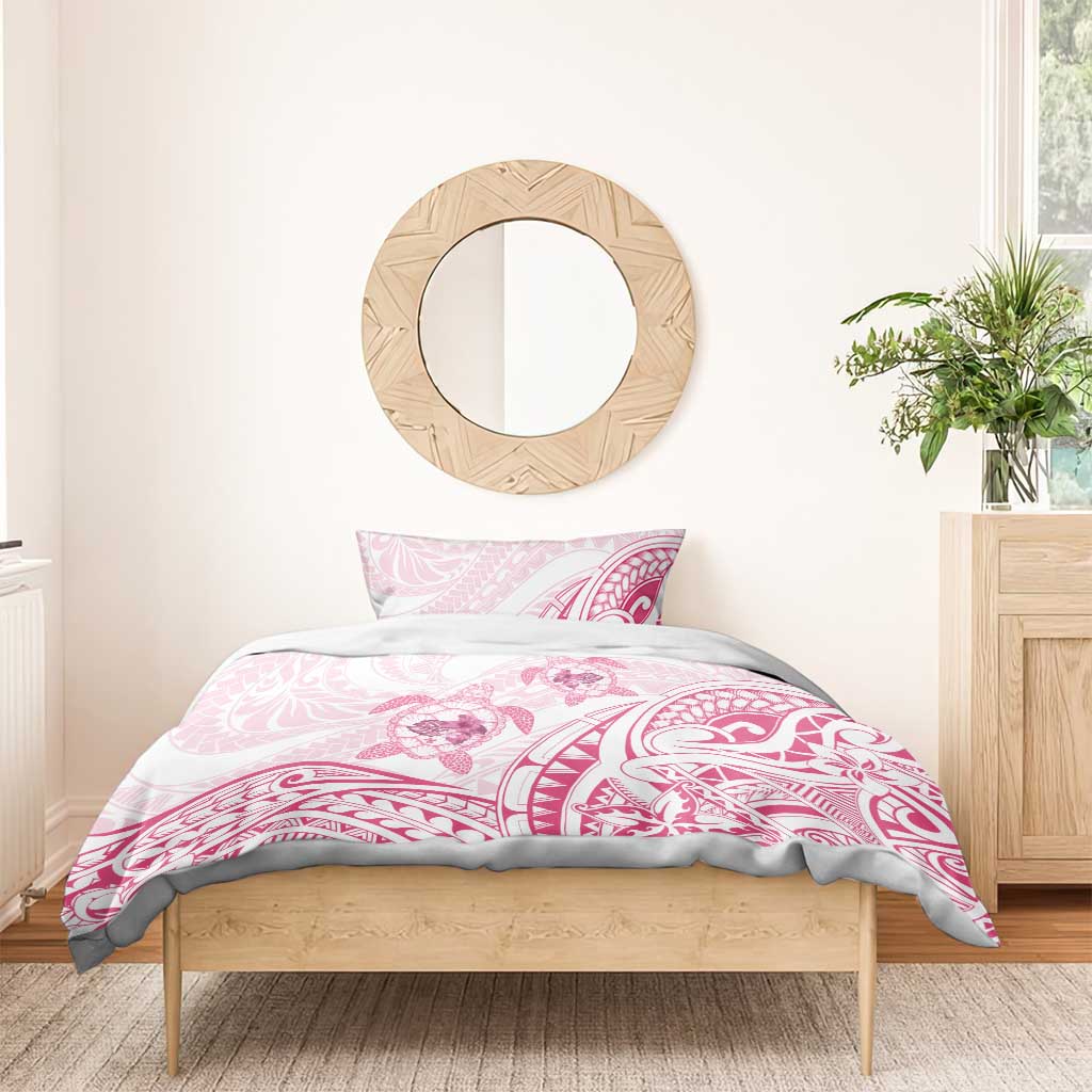 Pink White Polynesia Floral Sea Turtle Bedding Set - Polynesian Pride