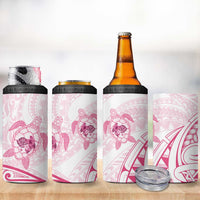 Pink White Polynesia Floral Sea Turtle 4 in 1 Can Cooler Tumbler - Polynesian Pride