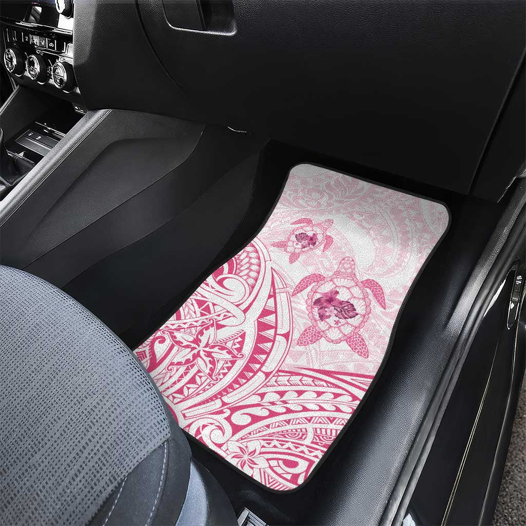 Pink White Polynesia Floral Sea Turtle Car Mats - Polynesian Pride