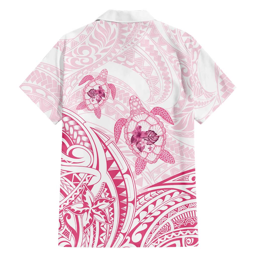 Pink White Polynesia Floral Sea Turtle Family Matching Long Sleeve Bodycon Dress and Hawaiian Shirt LT14 - Polynesian Pride