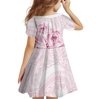Pink White Polynesia Floral Sea Turtle Family Matching Off Shoulder Maxi Dress and Hawaiian Shirt - Polynesian Pride