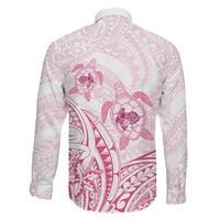 Pink White Polynesia Floral Sea Turtle Family Matching Short Sleeve Bodycon Dress and Hawaiian Shirt LT14 - Polynesian Pride