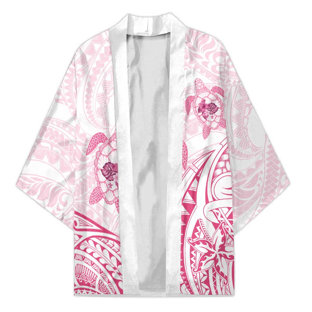 Pink White Polynesia Floral Sea Turtle Kimono - Polynesian Pride