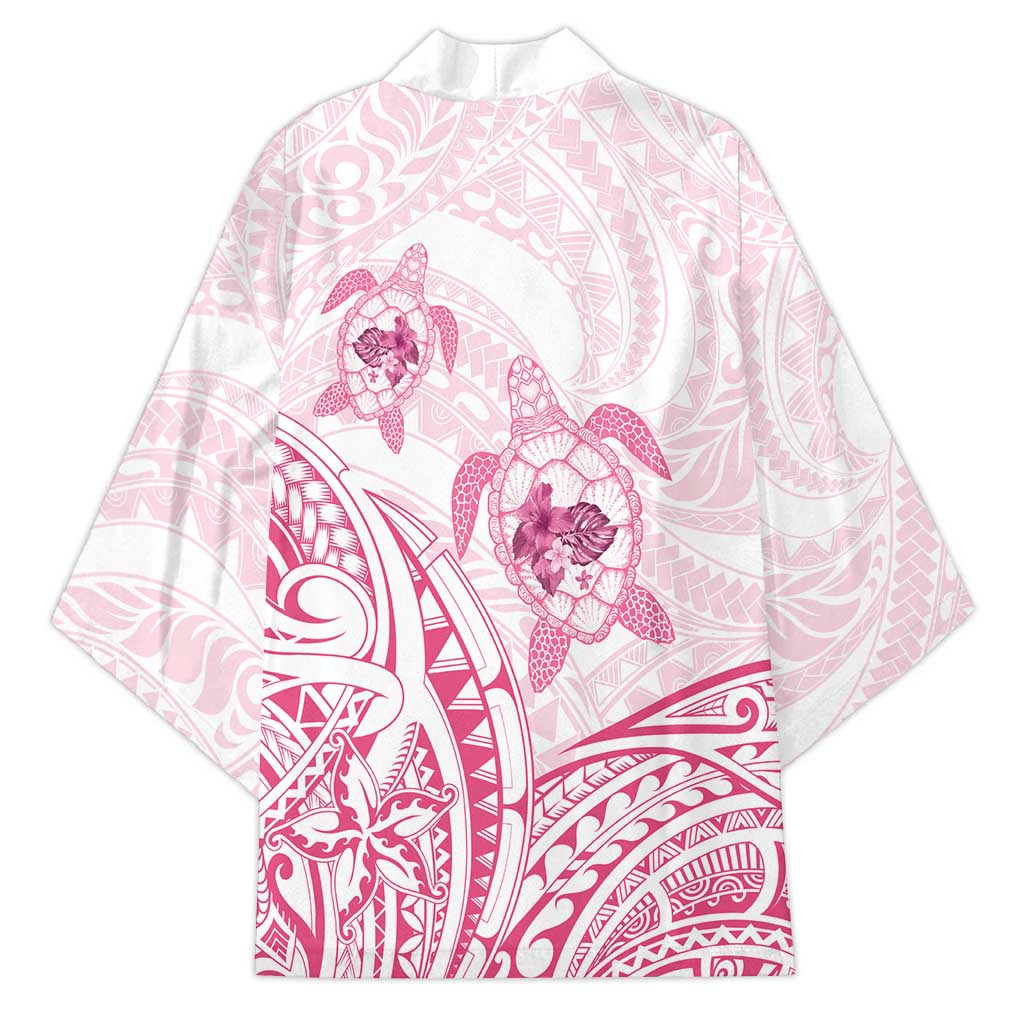 Pink White Polynesia Floral Sea Turtle Kimono - Polynesian Pride