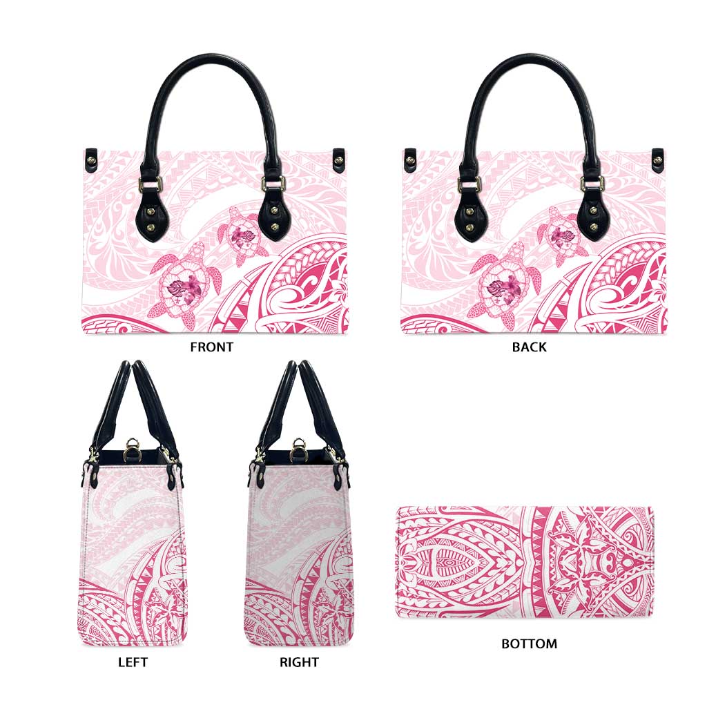 Pink White Polynesia Floral Sea Turtle Leather Bag - Polynesian Pride