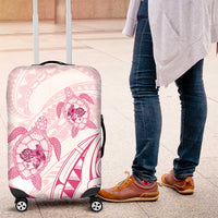 Pink White Polynesia Floral Sea Turtle Luggage Cover - Polynesian Pride